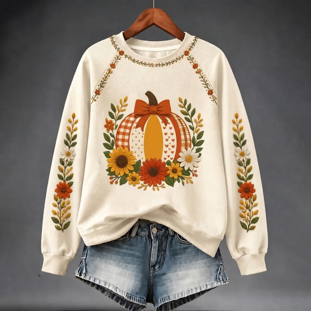 Women's Autumn Pumpkin Print Sweatshirt