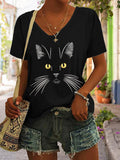 🐾Buy 3 Save 10%🐱Women's Cute Animal Cat Print Short Sleeve T-Shirt💛100% For Shelter Pets🐱🐶