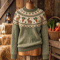 Women's Retro Bunny Ethnic Patterns Cozy Fair Isle Style Knit Sweater