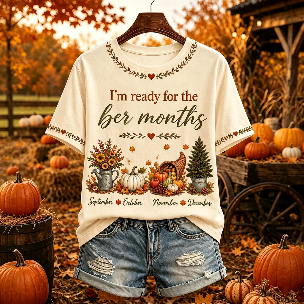 Women's Retro "i'm Ready For The Ber Months" Printed Casual T-shirt