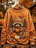 Women's Autumn Raccoon  Printed Casual Sweatshirt