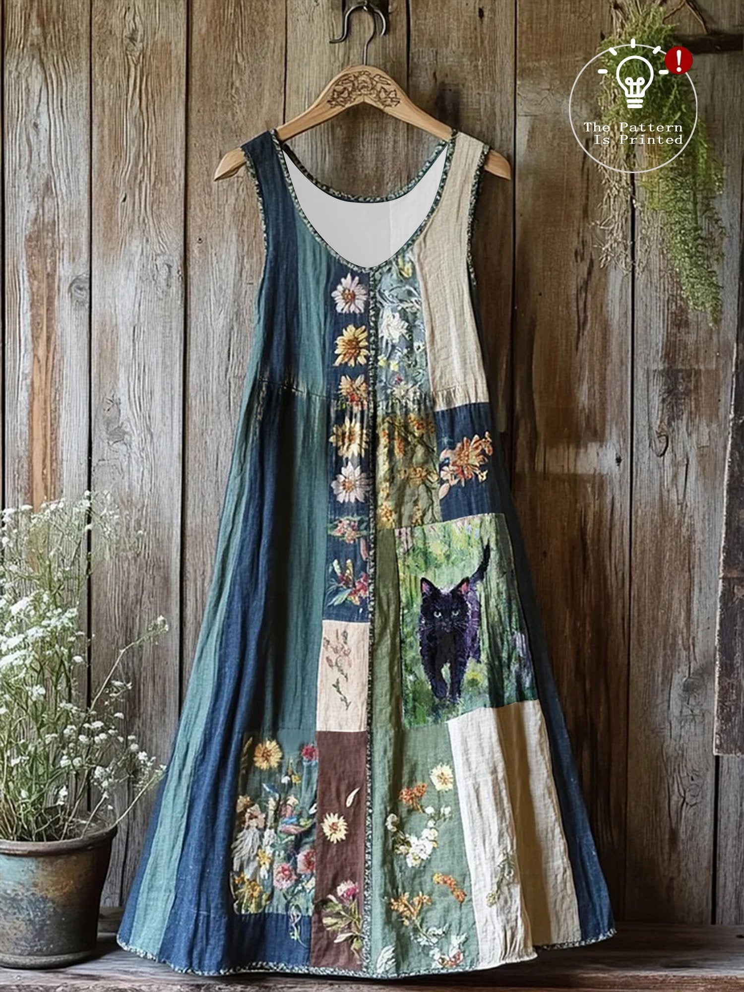 Women's Cute Cat  Sleeveless Round Neck Dress