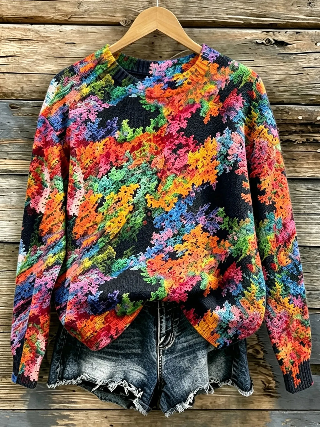 Women's Retro Bohemian Print Sweater