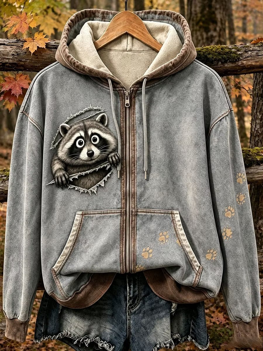 Women's Vintage Animal Print Hoodie