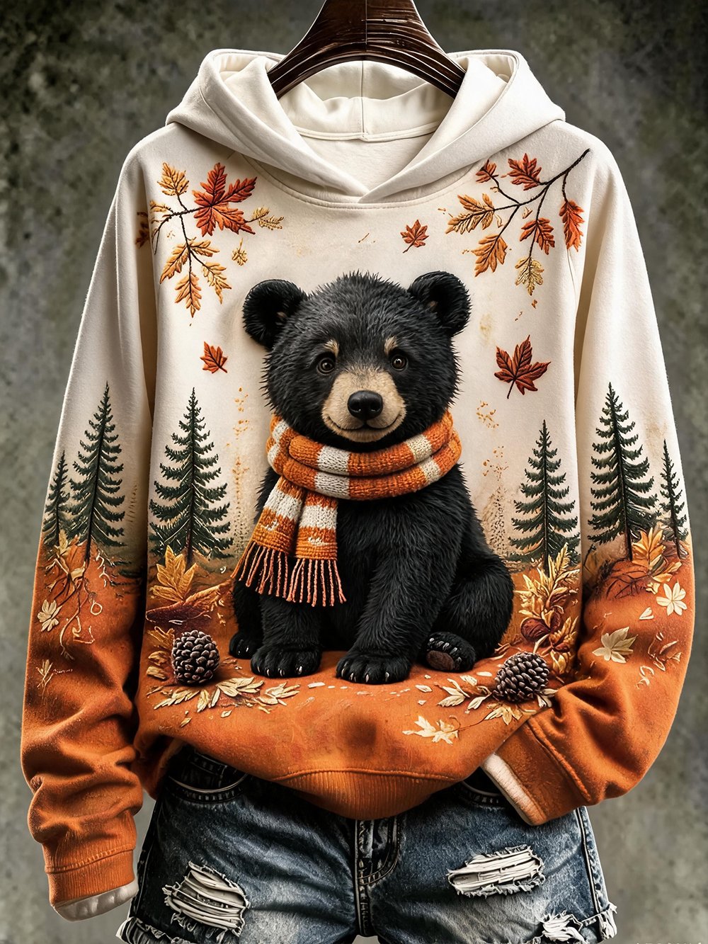Women's Autumn Animal Print Crew Neck Long-Sleeve Hoodie