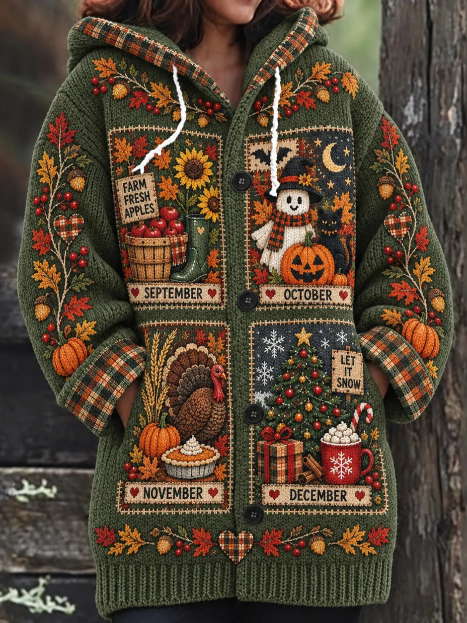 "dear 'ber' Months, I'm Ready" Women's Jacquard Knit Cardigan