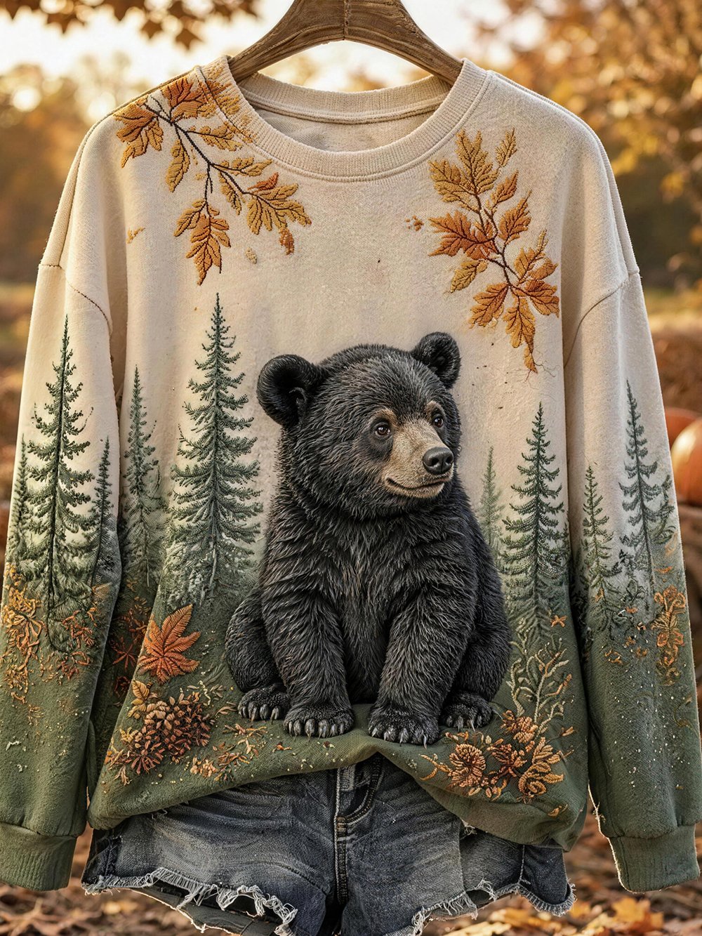 Women's Autumn Animal Print Crew Neck Long-Sleeve T-Shirt