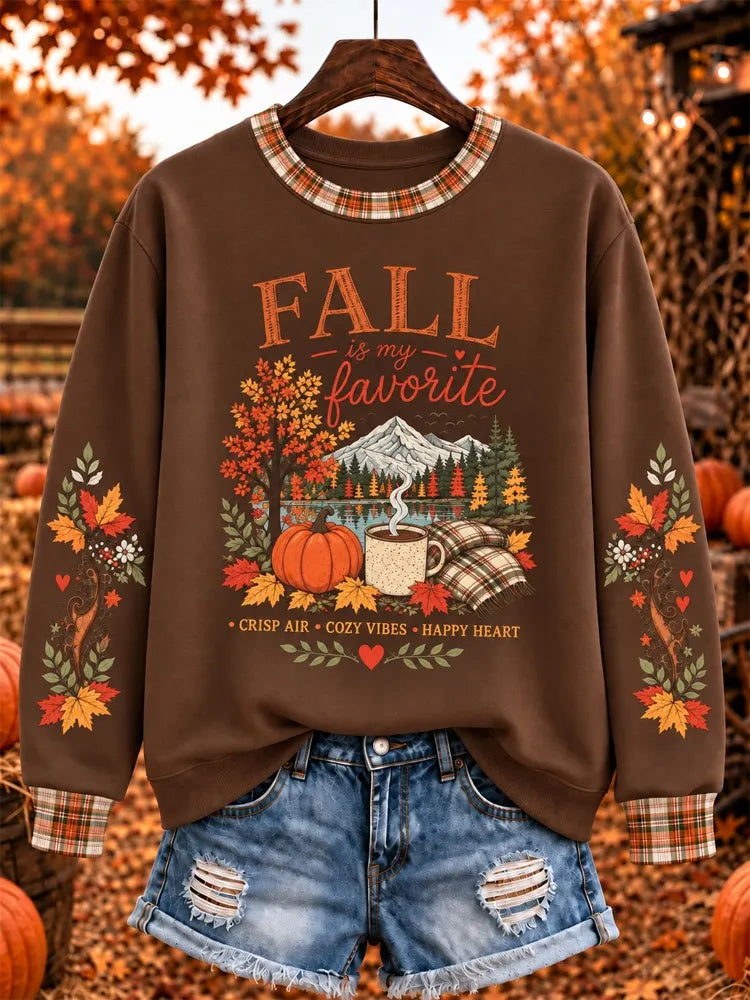 Women's Fall Halloween 'fall Is My Favorite' Pattern Sweatshirt