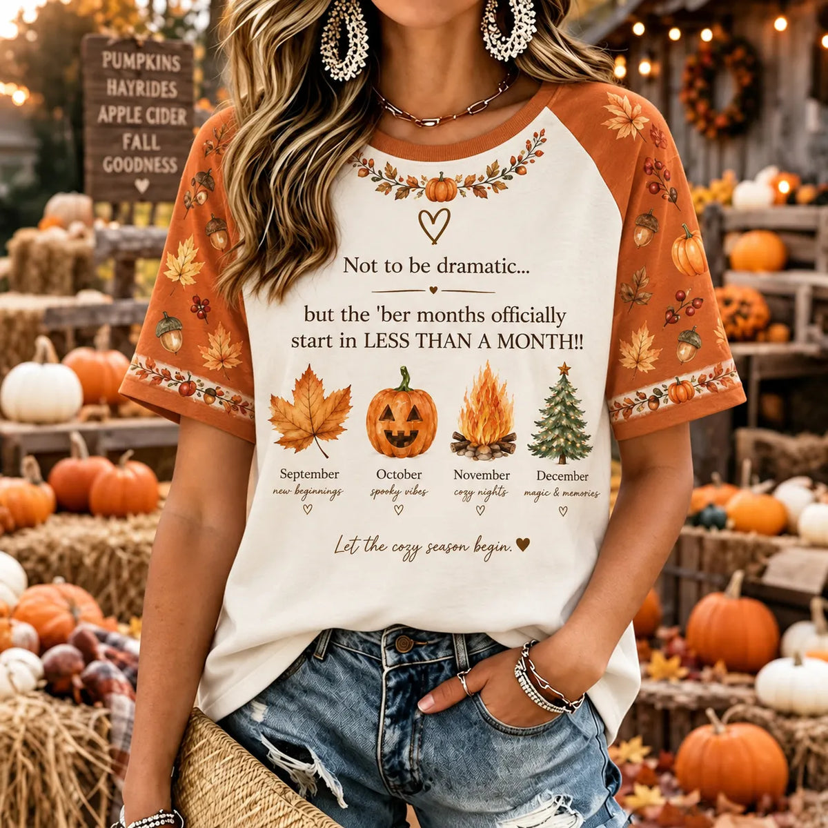 Women's Vintage Halloween Fall Print Crew Neck Short Sleeve T-shirt