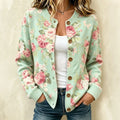 Women's Retro Floral Art Knit Button Cardigan