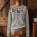 Women's Retro Barred-feather Chicken Ethnic Patterns Cozy Fair Isle Style Knit Sweater