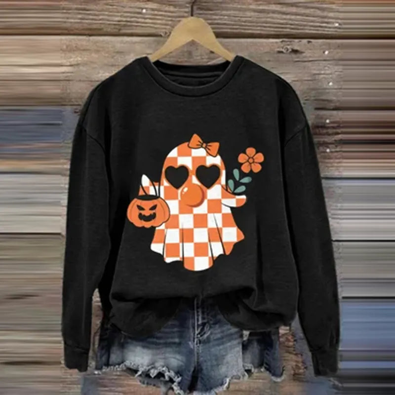 Halloween Pumpkin Ghost Autumn Printed Women's Sweatshirt