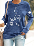 Women's Cute Cat Print Sweatshirt