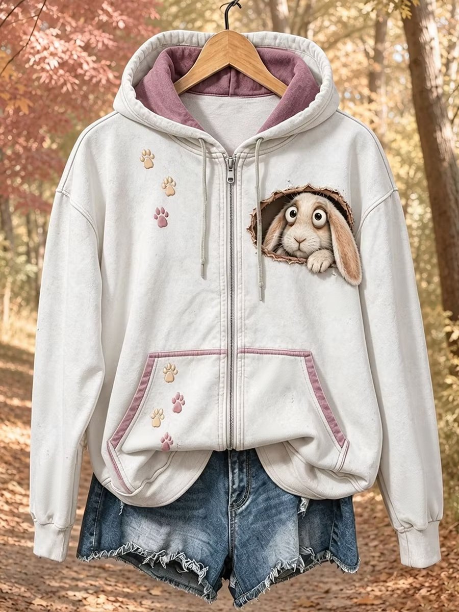 Women's Vintage Animal Print Hoodie
