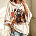 Women's Vintage The 'ber Months Cat Art Print Half Sleeve Casual Hoodie