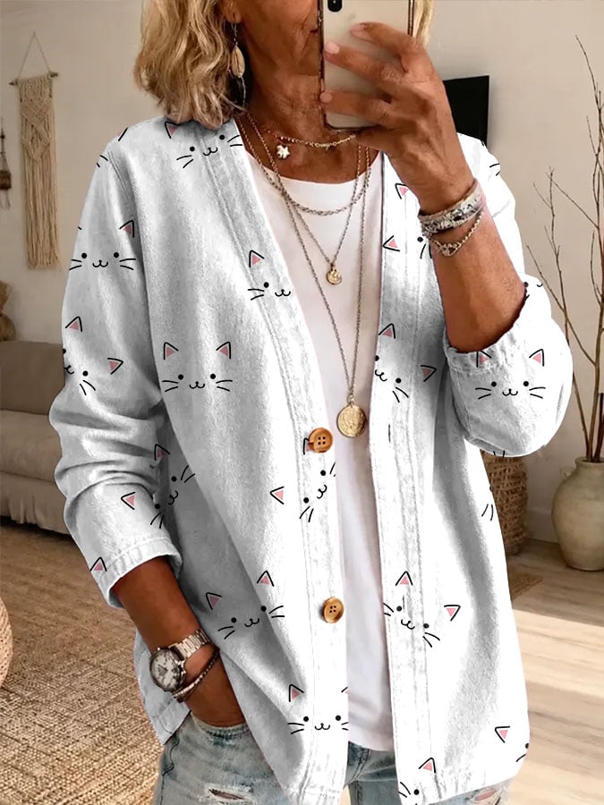 Women's Casual Printed Cardigan
