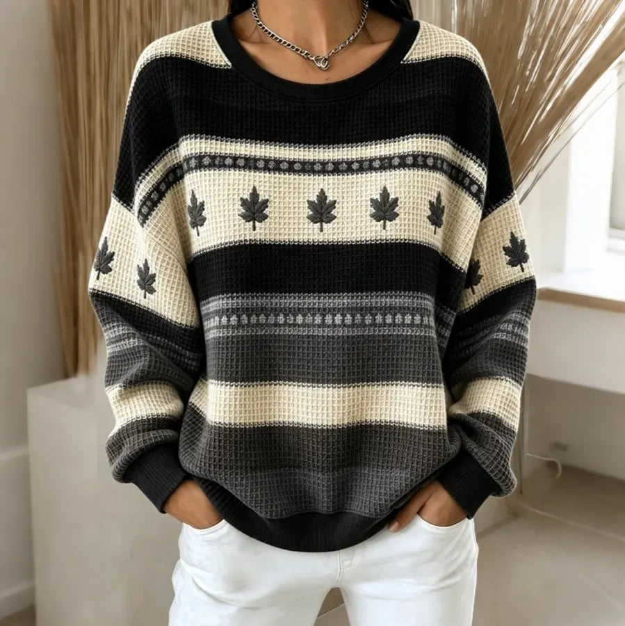 Women's Vintage Maple Leaf Print Casual Sweatshirt