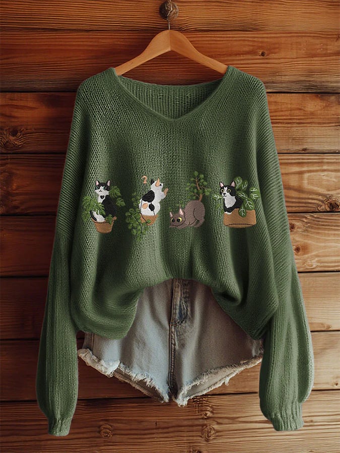 Women's Cat Knited Top