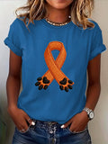 Women's Anti-Animal Cruelty Awareness Ribbon Print Casual T-Shirt
