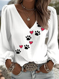 Women's Retro Animal Paw Print Shirt