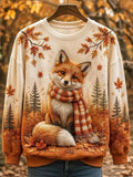 Women's Autumn Animal Print Crew Neck Long-Sleeve T-Shirt