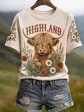 Women'S Scottish Highland Cow Print T-Shirt