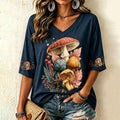 Women's Bohemian Hippie Mushroom Floral Crop Top