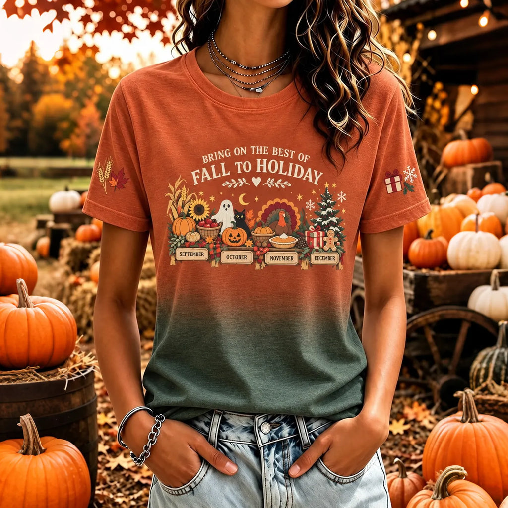 Women's "ber-months" Fall To Hoilday Casual Printed T-shirt