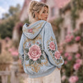 Women's Retro Bohemian Floral Printed Casual Hooded Sweatshirt