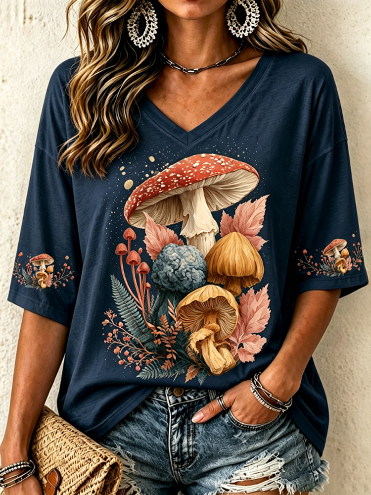 Women's Bohemian Hippie Mushroom Floral Crop Top