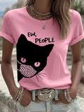 Women's Ew People Funny Black Print Casual T-shirt