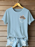 Women's Cute Cat Print Casual T-Shirt