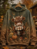 Women's Autumn Highland Denim Print Sweatshirt