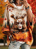 Women's Autumn Highland Denim Print Sweatshirt