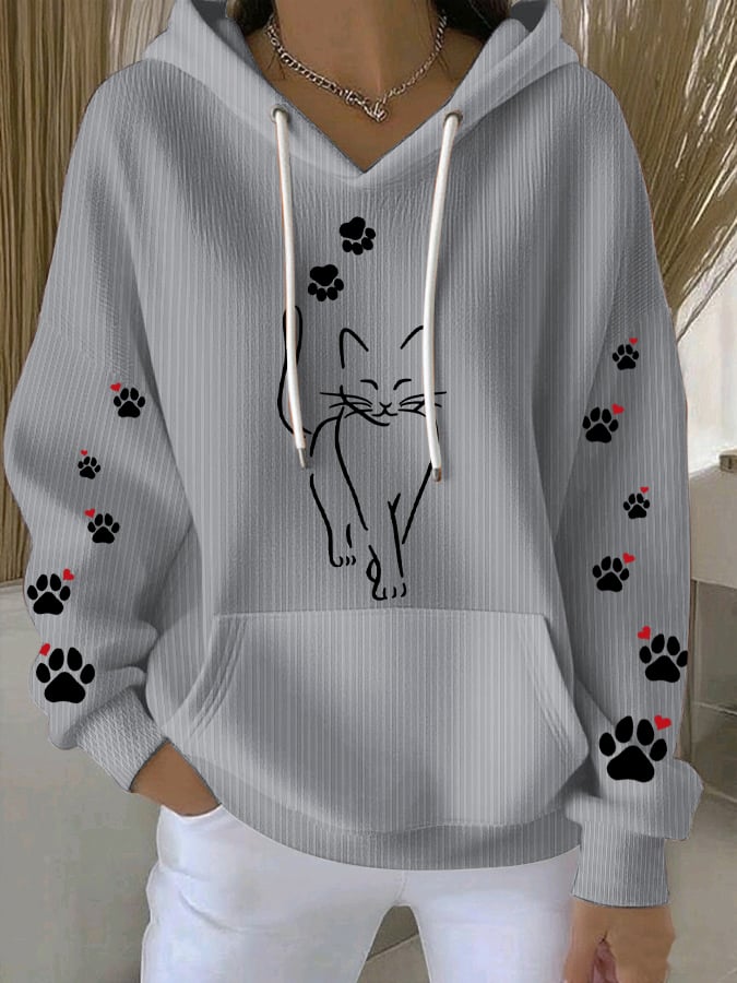 Women's Cat Print Casual Sweatshirt