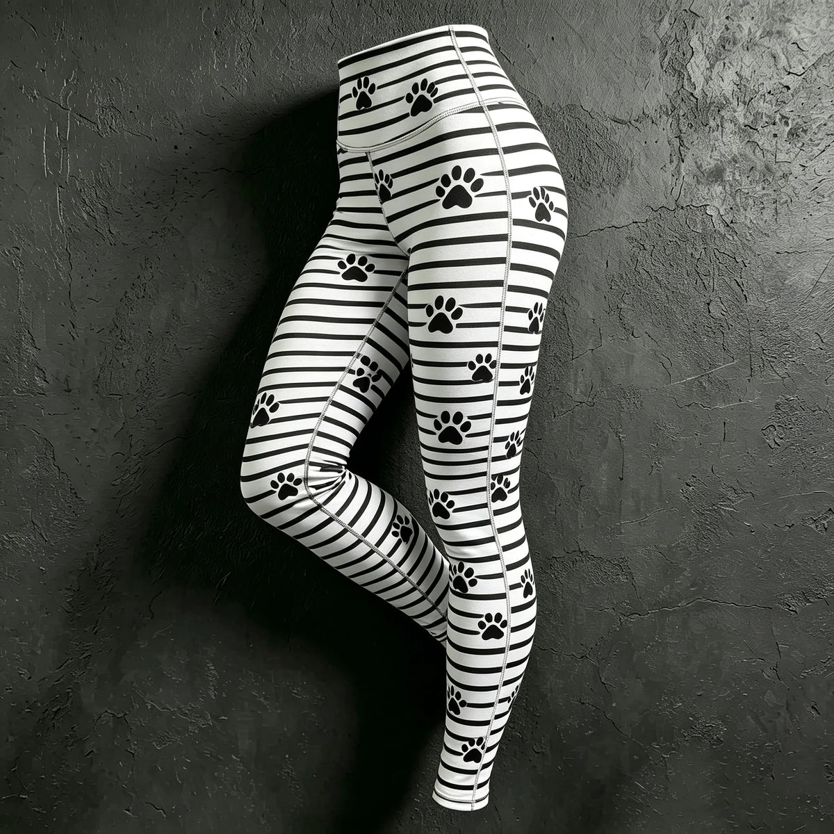 Women's Cat Paw Striped Print Leggings