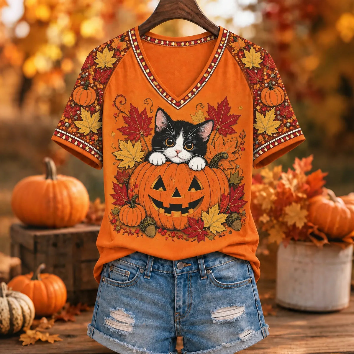 Women's Fall Farm Animal Graphic T‐shirt