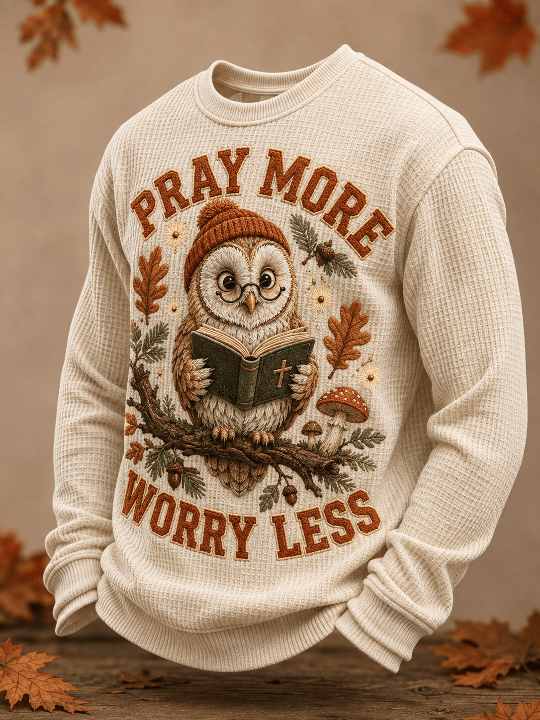Men's Vintage Faith‐Quote Animal Graphic Print Sweatshirt