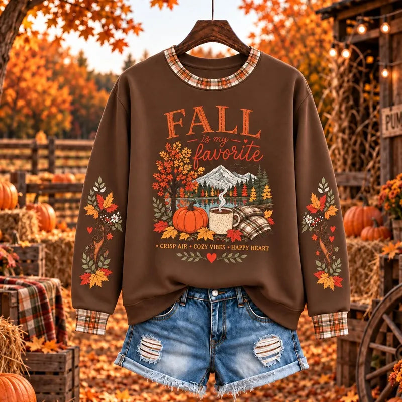 Women's Fall Halloween 'fall Is My Favorite' Pattern Sweatshirt