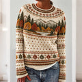 Women's Autumn Landscape Pattern Design Leisure Cozy Knit Sweater