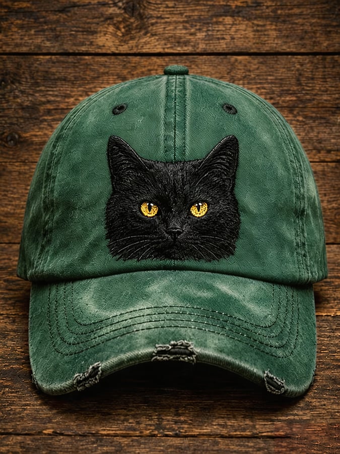 Retro Animal Black Cat Baseball Cap
