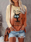 Women's It's Fine I'm Fine Everything Is Fine Gradient Letter Print T-shirt