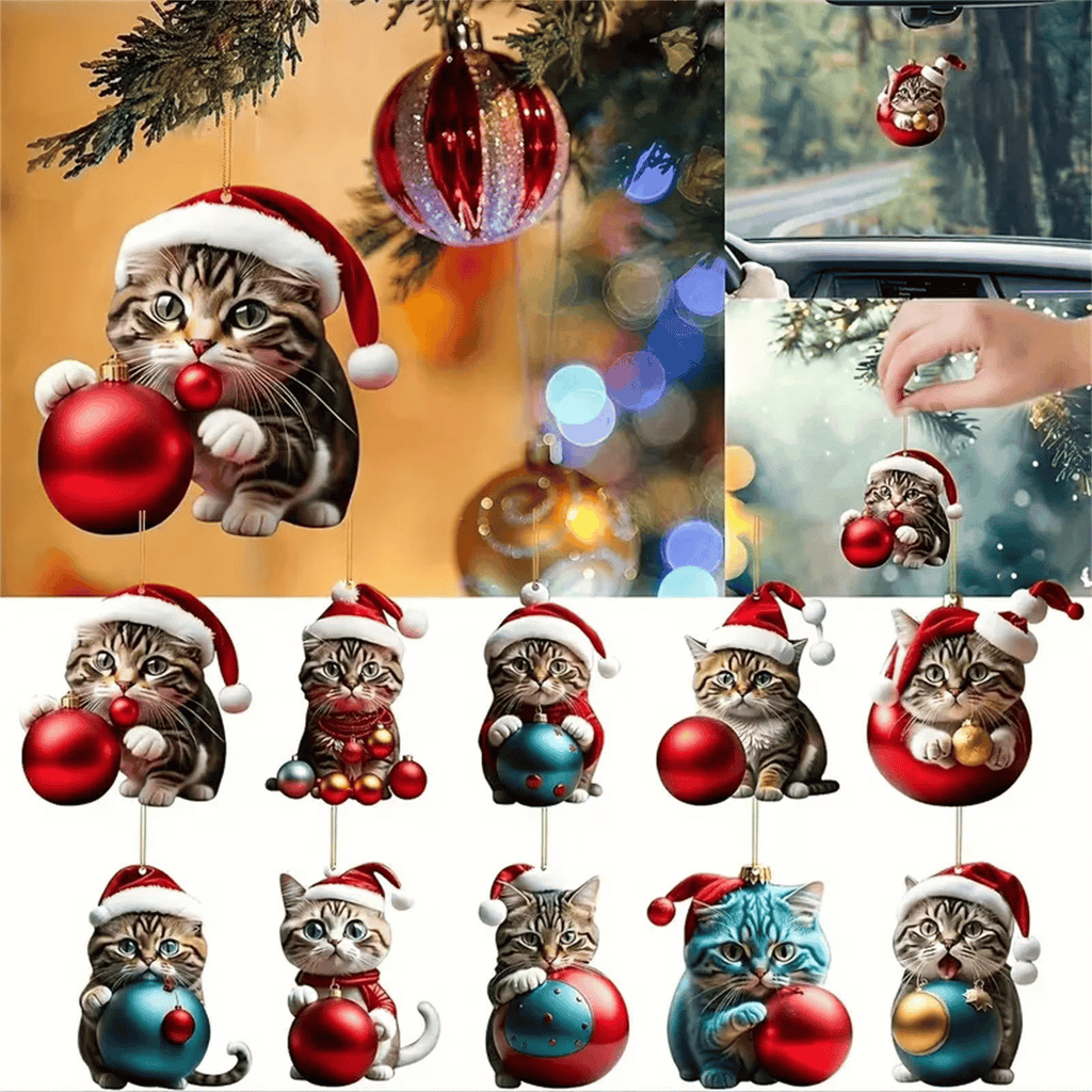 2026 Cats Advent Calendar, Advent Calendar 2026, Countdown for Cats Christmas 24 Days Christmas Advent Calendar with Hanging Decoration for Cats in 2D Acrylic(2D Acrylic Flat)