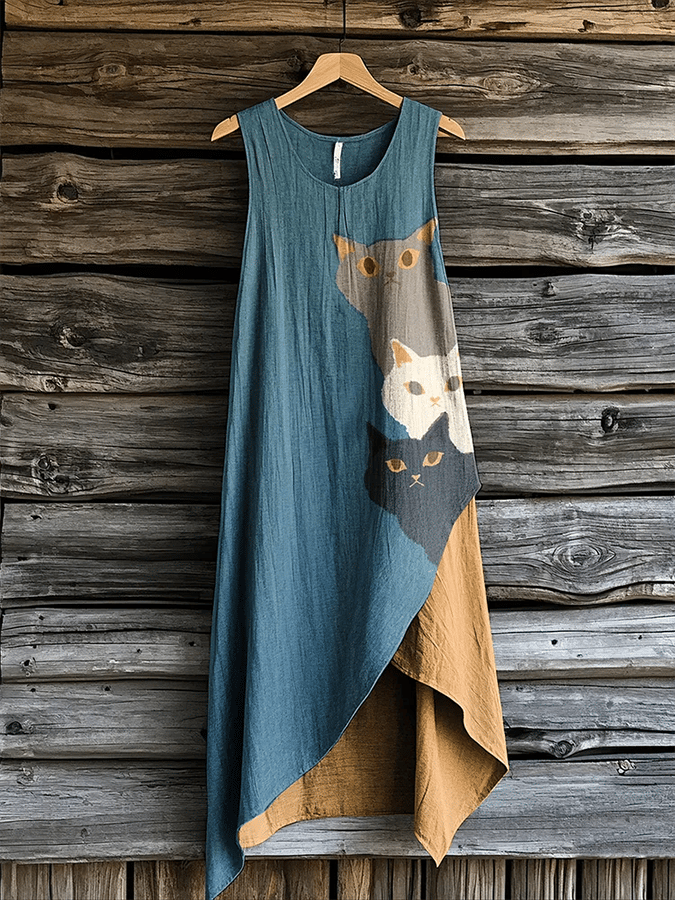 Women's Cute Cat Print Dress