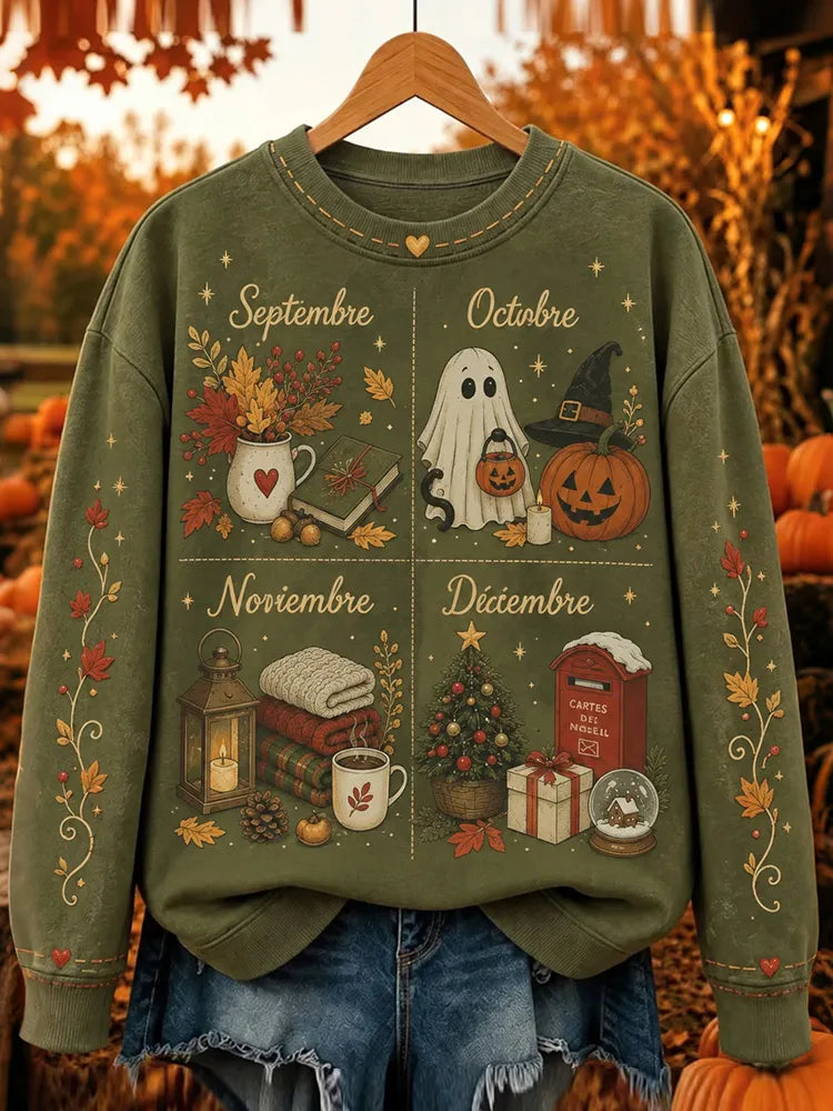 Women's Vintage I'm Ready For The 'ber Months Print Crew Neck Sweatshirt