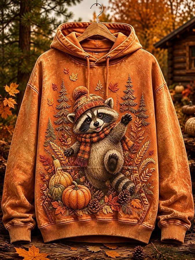 Women's Autumn Raccoon  Printed Casual Sweatshirt