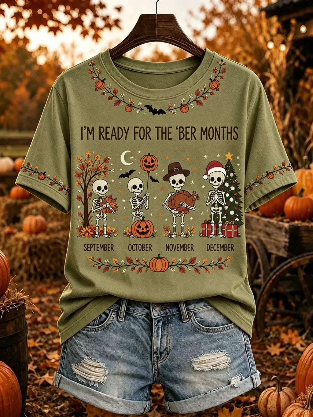 Women's I'm Ready For The 'ber Months Print Crew Neck T-shirt