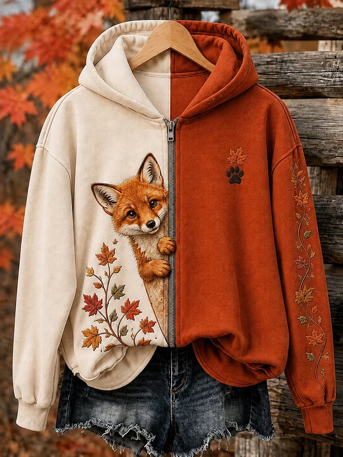 Women's Autumn Fox  Printed Casual Sweatshirt