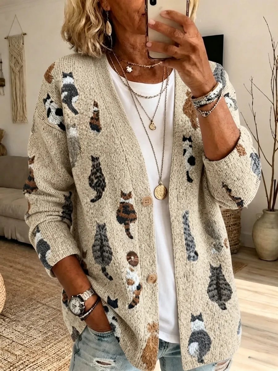 Women's Casual Animal Print Cardigan