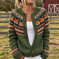 Women's Vintage Fox Pattern Cozy Knit Cardigan